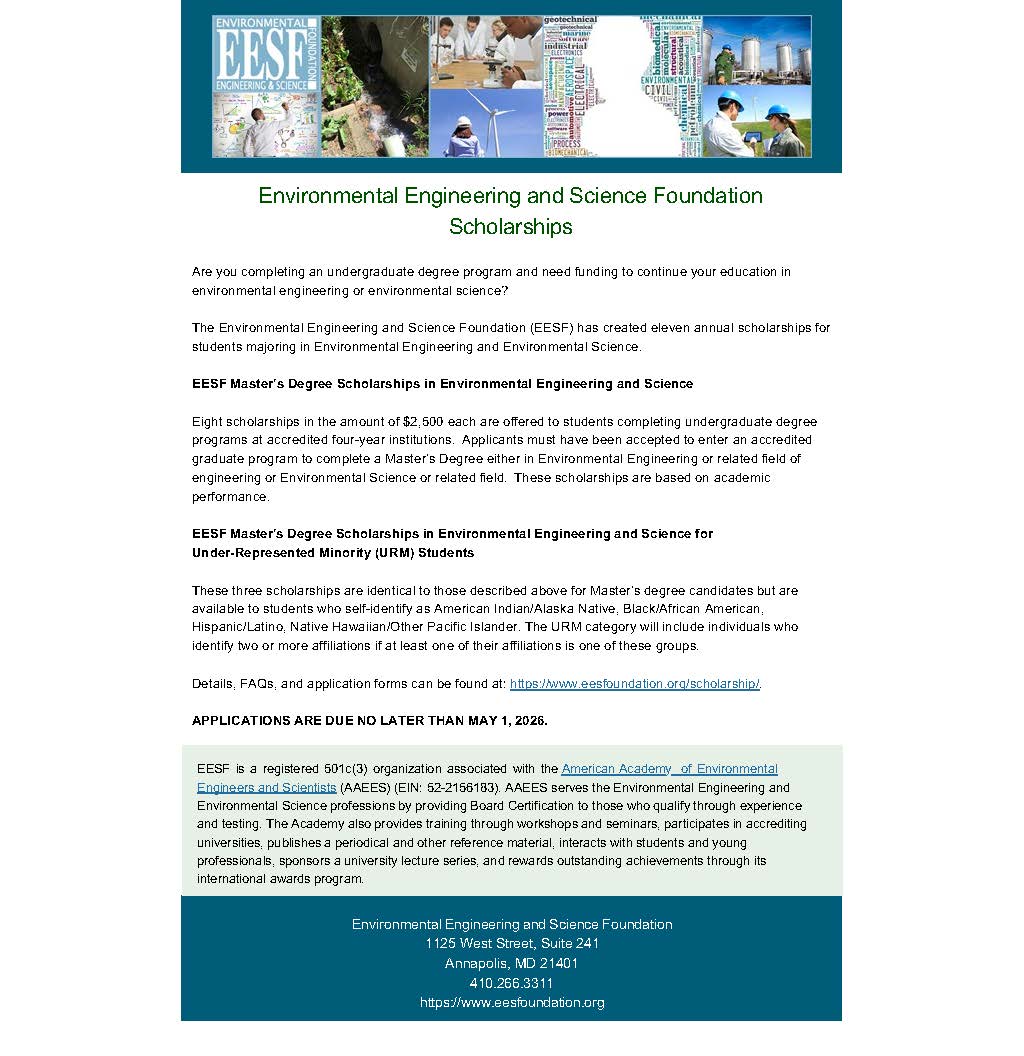 An image outlining the scholarships to be awarded by EESF